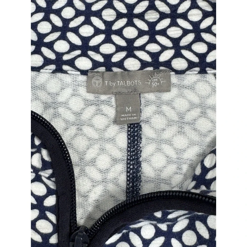Talbots Women's Full Zip Jacket Sweatshirt Blue & White Size Medium - Picture 6 of 9